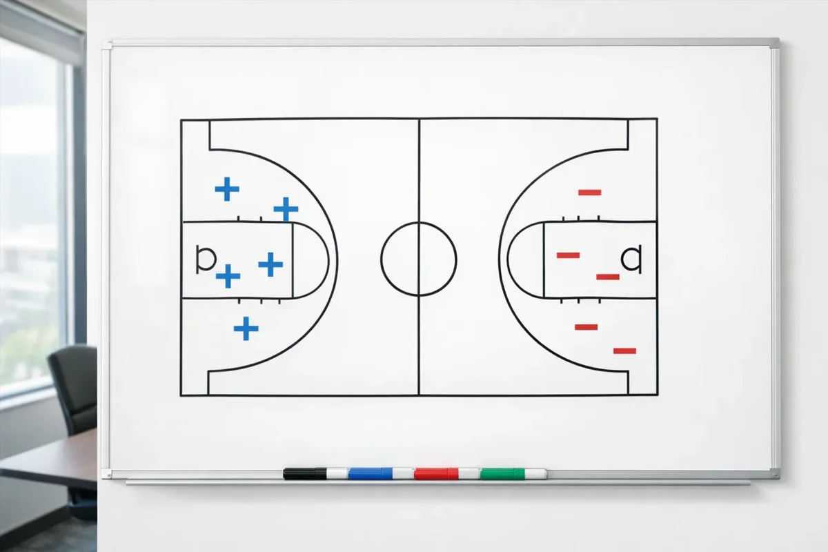 Pizarra con explicación visual del concepto de hándicap