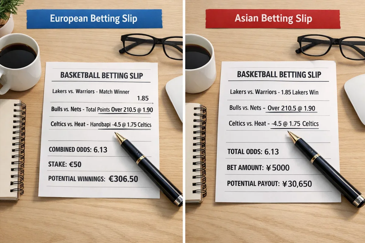 Comparación visual entre hándicap asiático y europeo