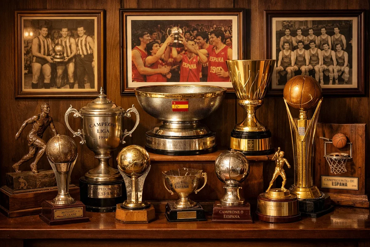 Historia del baloncesto español representada con trofeos